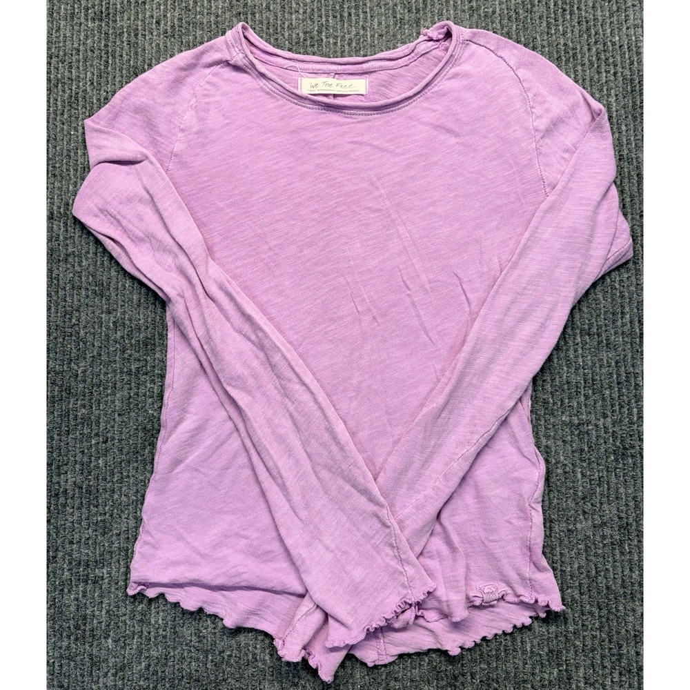 Free People We The Free Purple Long Sleeve Top Size Small Raw Hem Cotton